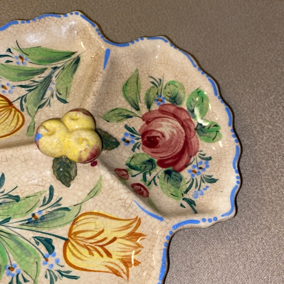 VTG serving dish tray hand painted divider dish small lazy Susan retro classic - Picture 3 of 14